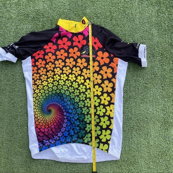 PACTIMO cycling jersey men's Large Rainbow Colorful Stanford Canary Activewear - Picture 4 of 7